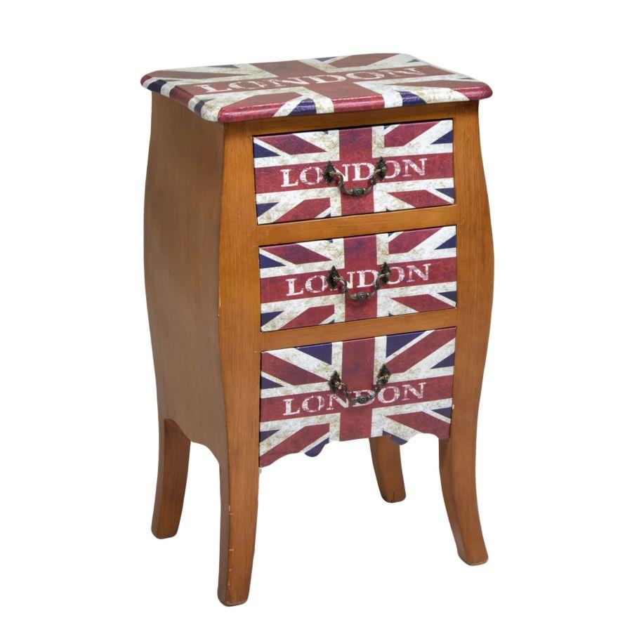 Mobiletto da camera london 3 cassetti cm 40x 30 x h 67