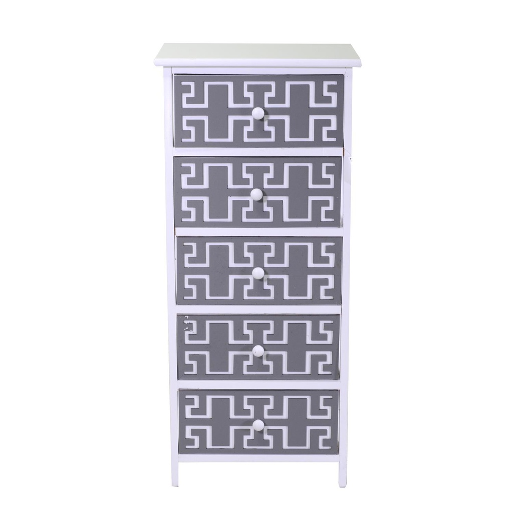 Mobiletto gianna cassettiera bianco grigio 5 cassetti cm 40x29h90