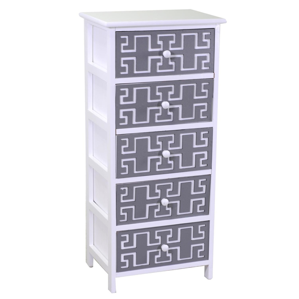 Mobiletto gianna cassettiera bianco grigio 5 cassetti cm 40x29h90