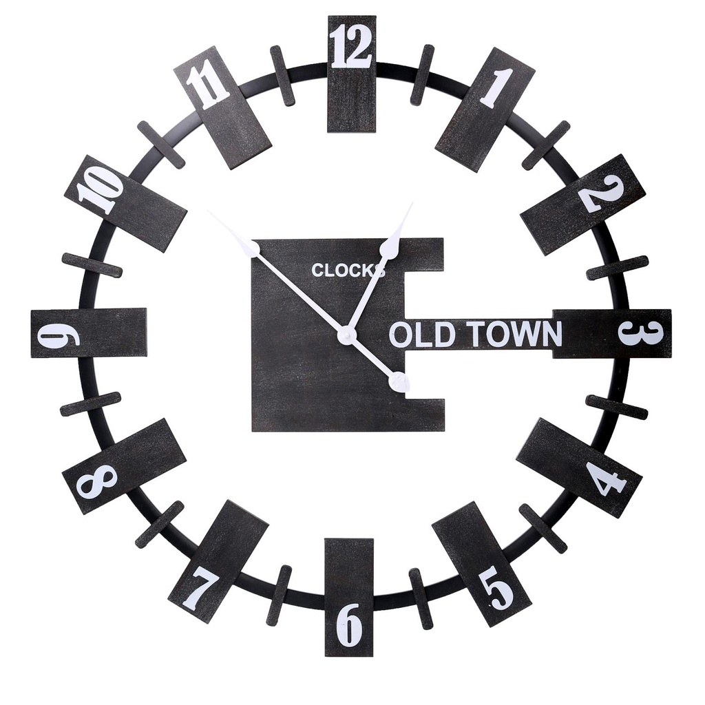 Orologio design modero legno nero tondo cm 80