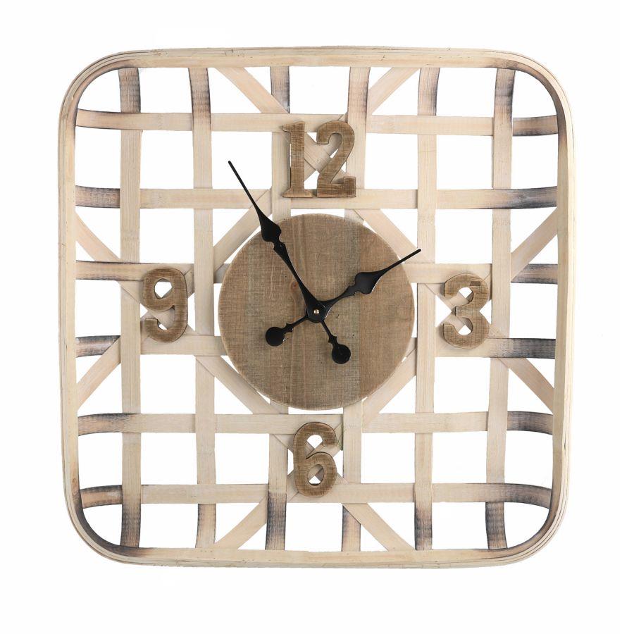 Orologio legno naturale quadro cm 60