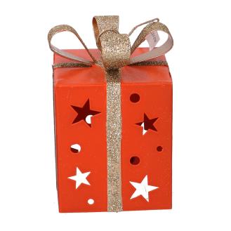 Pacco regalo metallo arancione cm 20x12h12