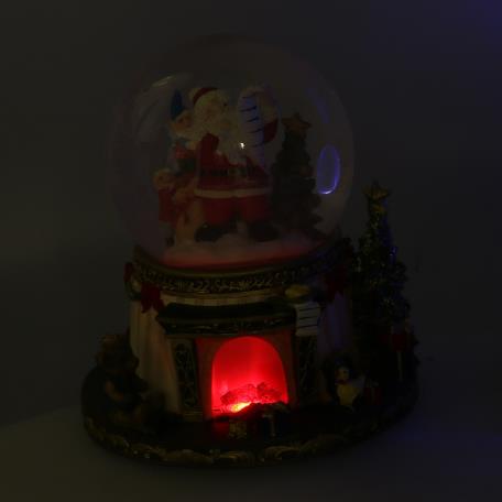 Palla di vetro led resina babbo natale con musica cmø16
