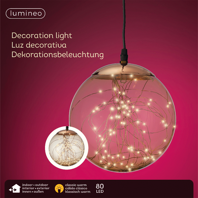 Pallina di Natale decorata con 80 led Ø20 cm