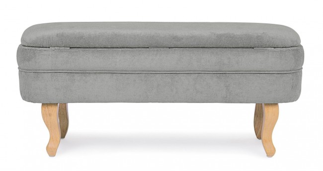 Panca contenitore Chenille vintage in velluto grigio chiaro 102x41x49h cm