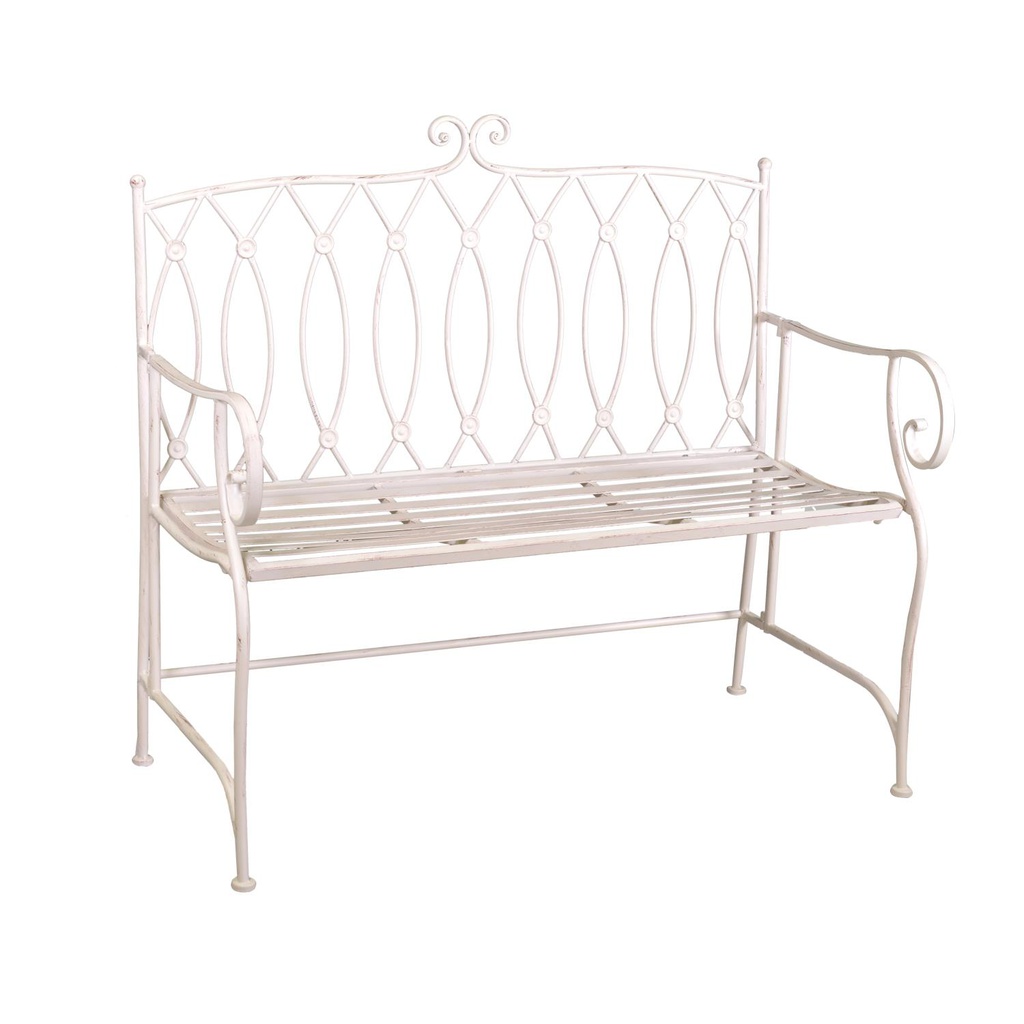 Panchina esterno metallo ragusa bianco cm 104x 55 x h90