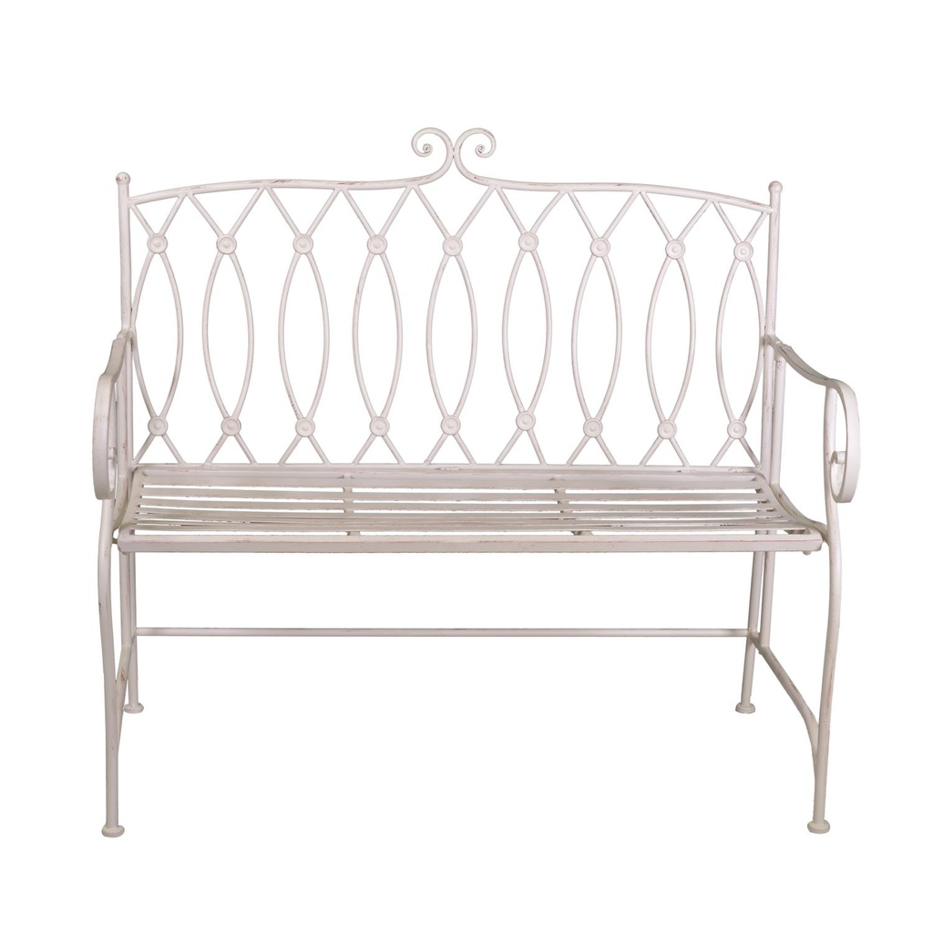Panchina esterno metallo ragusa bianco cm 104x 55 x h90
