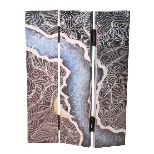 Paravento stampa effetto colline multicolor 3 ante rettangolare cm 120,6x2,5xh180,6x2,5xh180