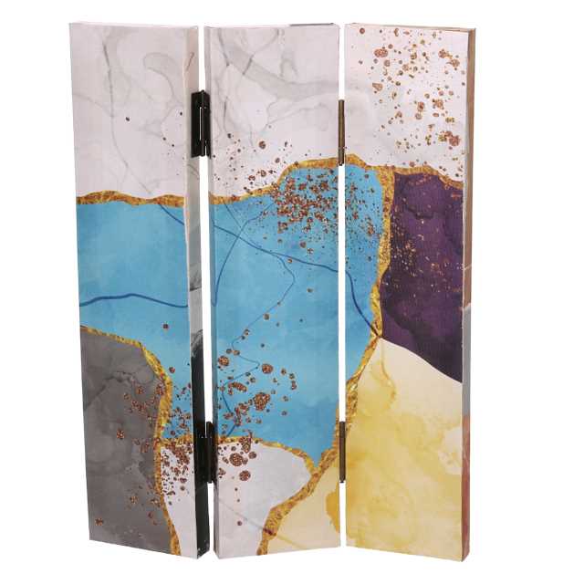 Paravento stampa effetto marmo multicolor 3 ante rettangolare cm 120,6x2,5xh180,6x2,5xh180