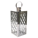 Lanterna metallo 1-2 argento quadro cm14x14h33