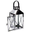 Lanterna metallo 1-2 argento quadro cm19x19h42