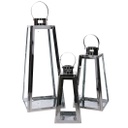 Lanterna metallo 1-3 argento quadro cm20,5x20h47