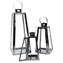 Lanterna metallo 1-3 argento quadro cm20,5x20h47