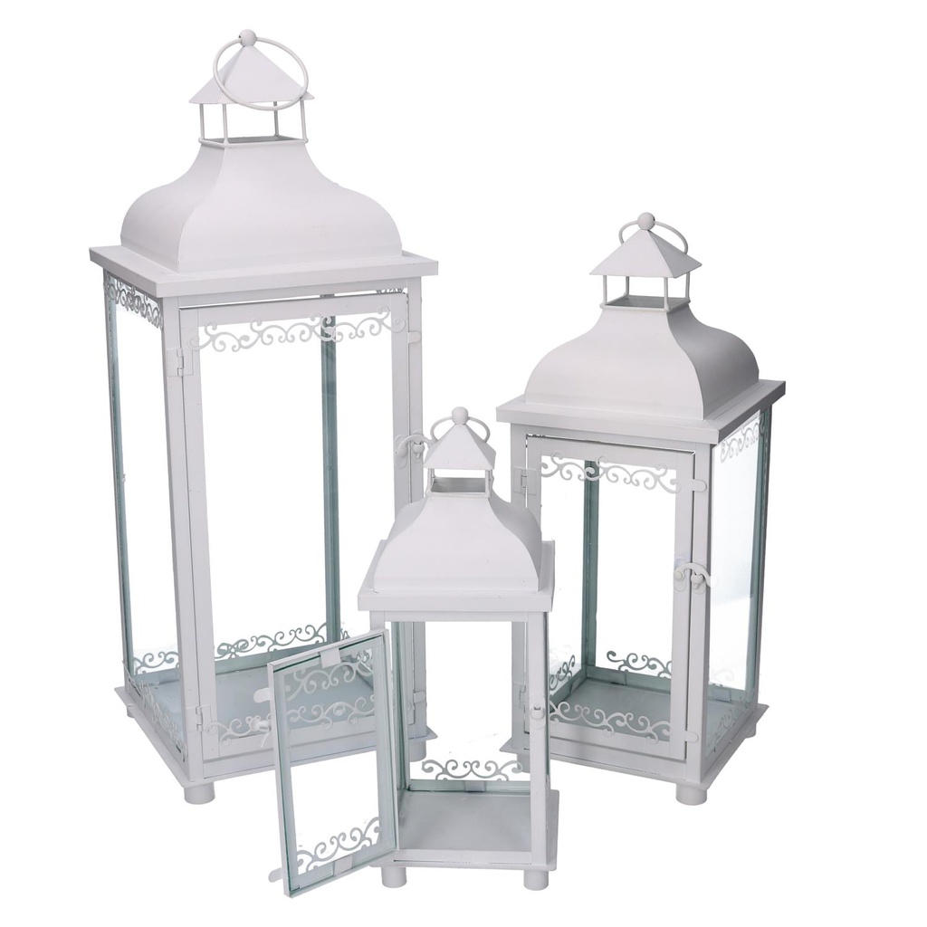 Lanterna metallo 1-3 bianco cm20x20h53,2