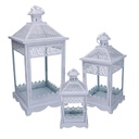Lanterna metallo 1-3 bianco opaco argentato quadro cm24x24h52,5