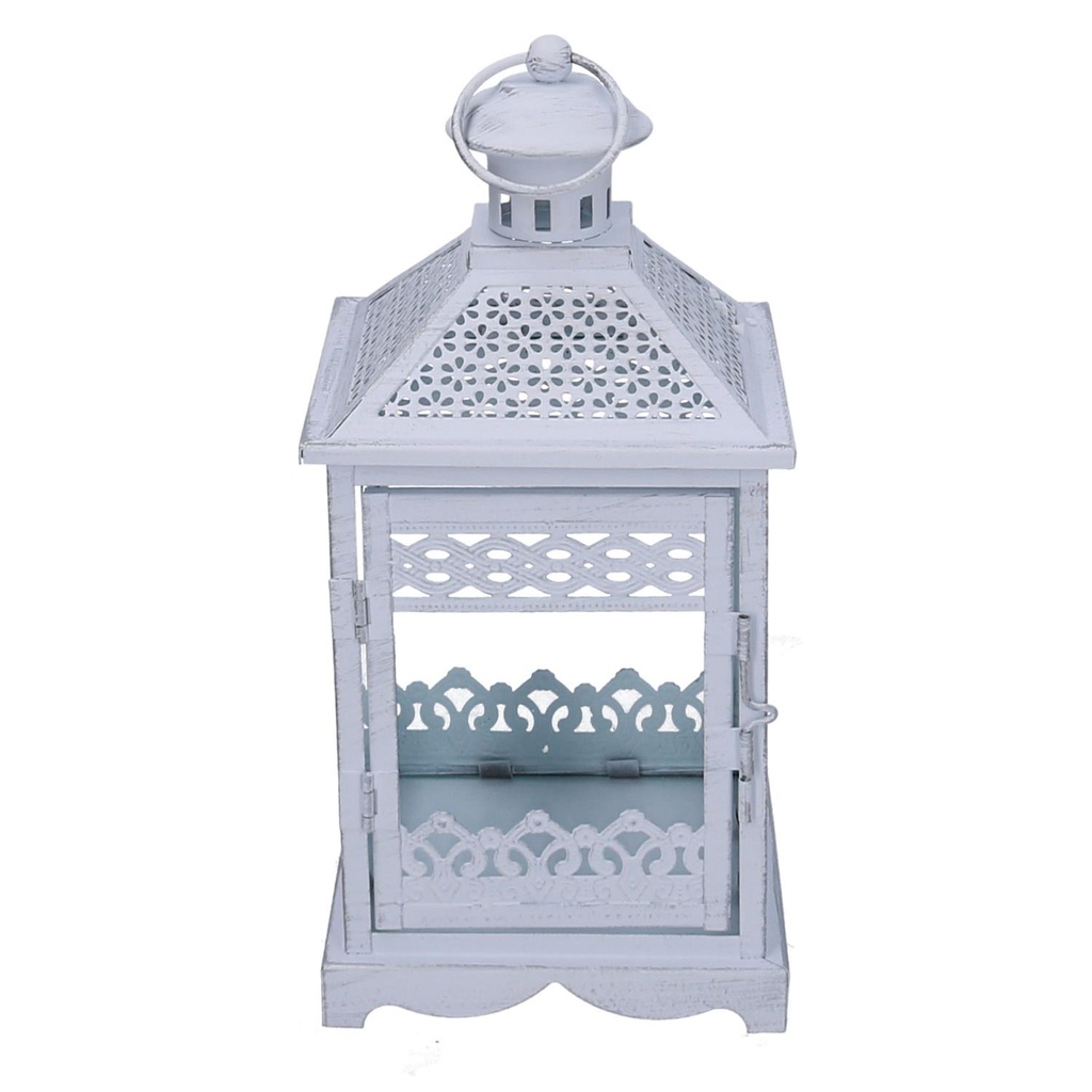 Lanterna metallo 1-3 bianco opaco argentato quadro cm24x24h52,5