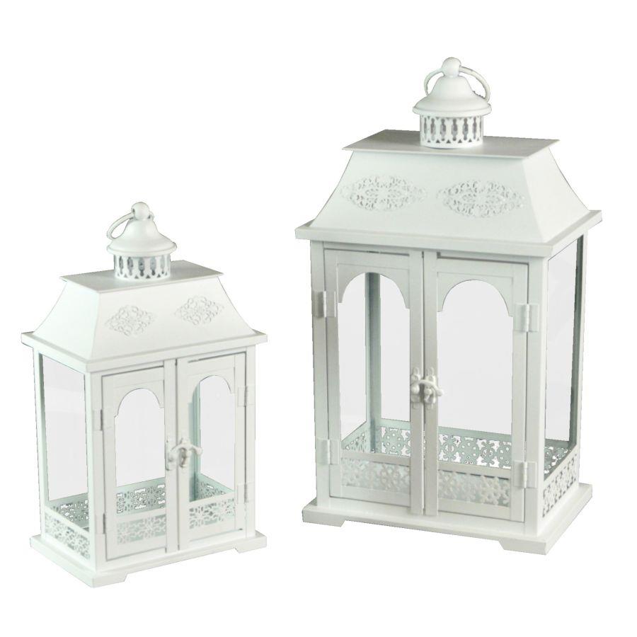 Lanterna metallo bianco 1-2 rettangolare cm24x16,3h43