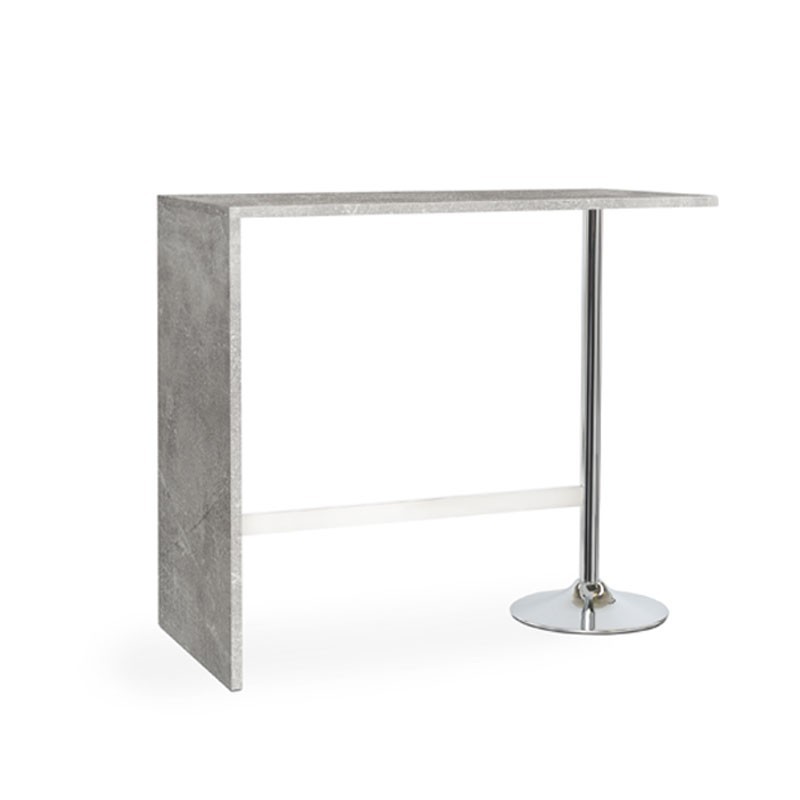 Penisola rettangolare colore cemento con gamba cromata 120x60xh.105 cm
