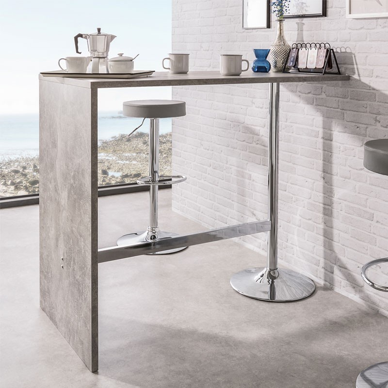 Penisola rettangolare colore cemento con gamba cromata 120x60xh.105 cm
