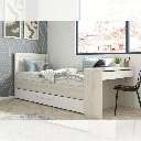 Letto 1950 con scrivania integrata e letto estraibile bianco vintage e bianco EFFEZ