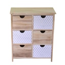 Mobiletto cassettiera legno grezzo naturale 6 cassetti rettangolare cm 29 x 54 x h 64