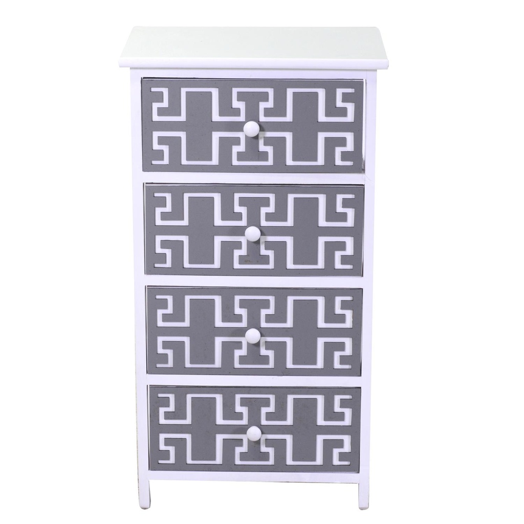 Mobiletto gianna cassettiera bianco grigio 4 cassetti cm 40x29h73