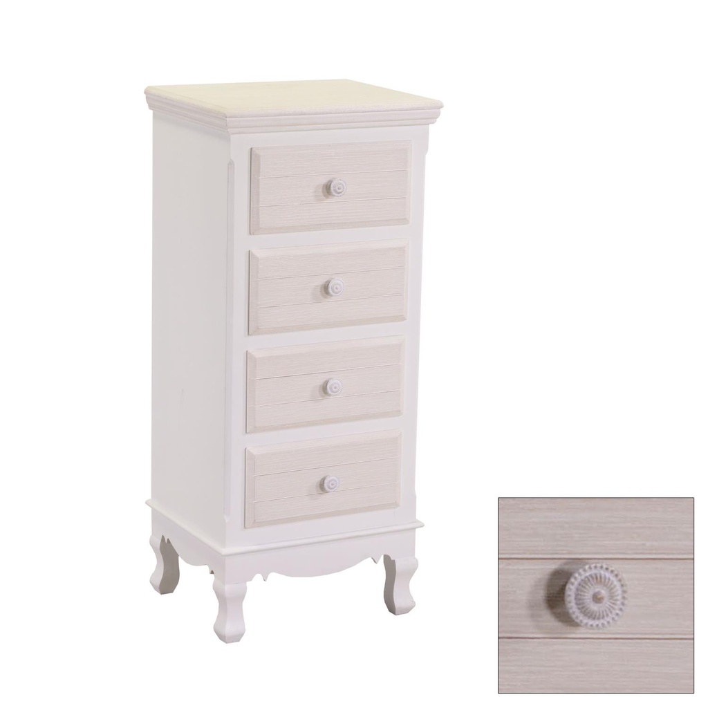 Mobiletto in legno Norimberga 4 cassetti crema
