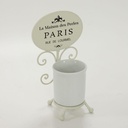 Portaspazzolini metallo ceramica paris bianco cm 13