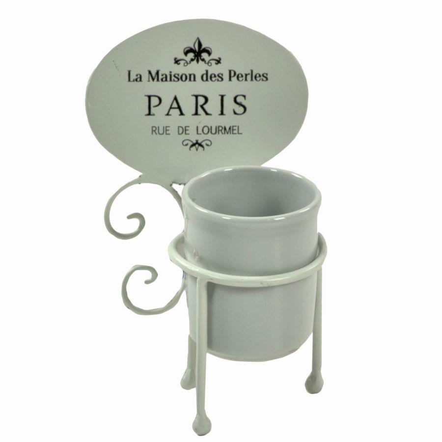 Portaspazzolini metallo ceramica paris bianco cm 13