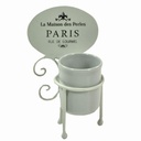 Portaspazzolini metallo ceramica paris bianco cm 13