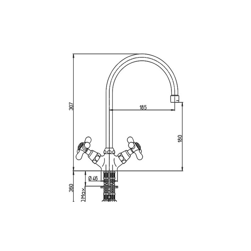 Rubinetto miscelatore paini per lavello cucina finitura cromo h.30,7x18,5 cm