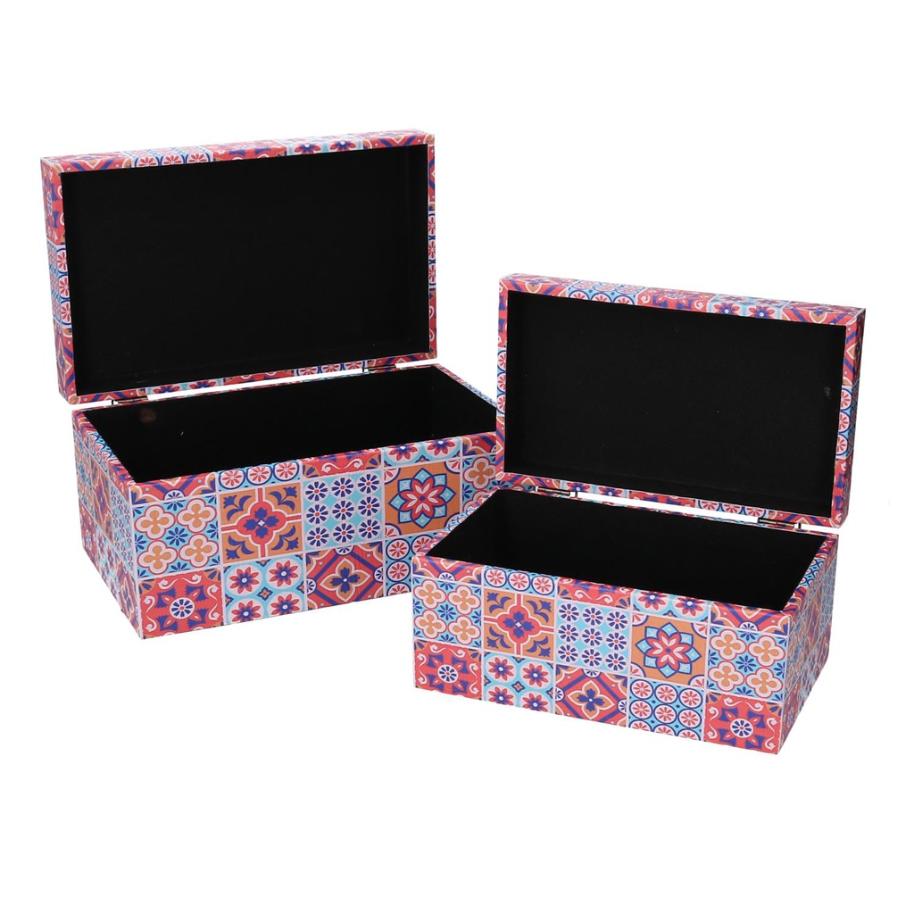 Scatola ecopelle 1-2 fantasia multicolor rettangolare cm 30x18h15