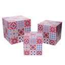 Scatola ecopelle 1-3 fantasia multicolor quadro cm 24x24h24