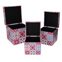 Scatola ecopelle 1-3 fantasia multicolor quadro cm 24x24h24