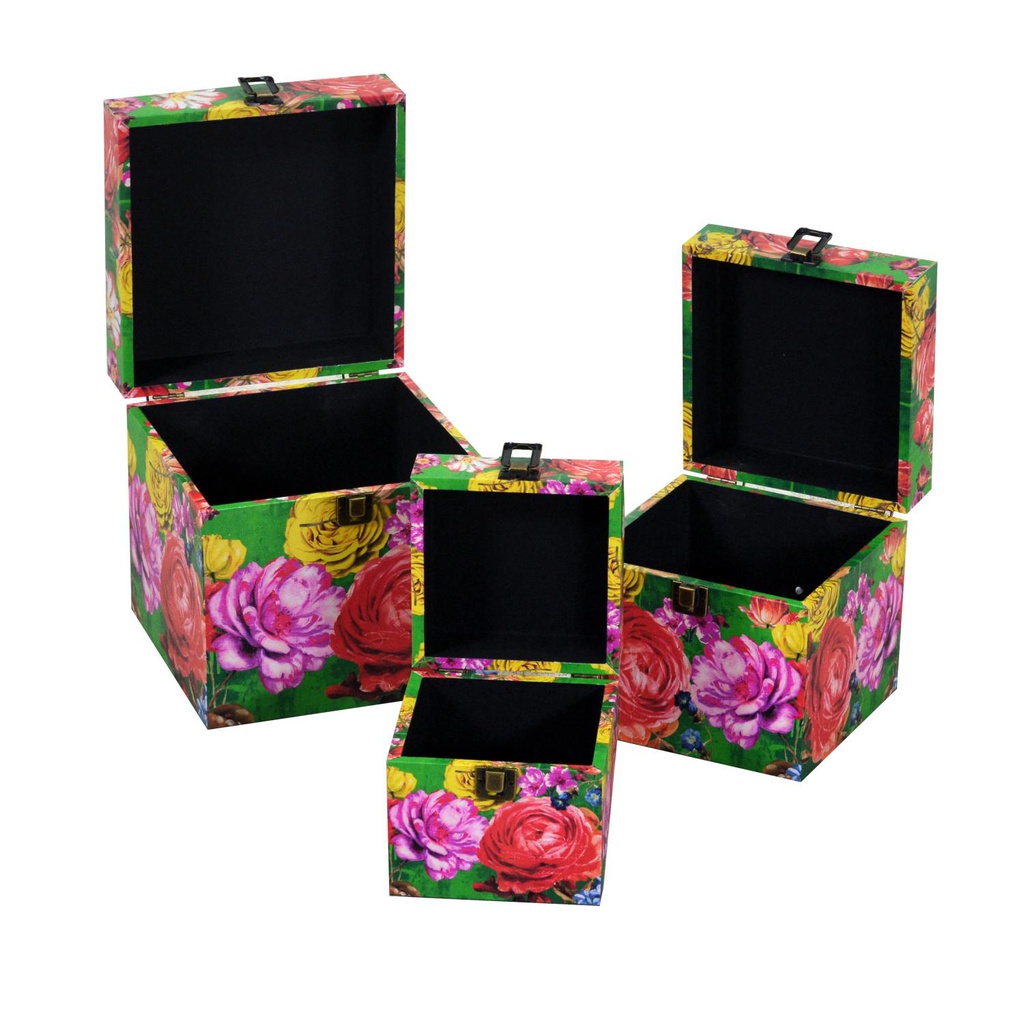 Scatola ecopelle 1-3 multicolor quadro cm 22x22h22