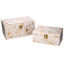Scatola legno 1-2 decori oro rettangolare cm30x18,5h15