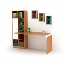 Scrivania con libreria colore bambu con anta bianca