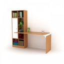 Scrivania con libreria colore bambu con anta bianca