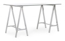 Scrivania moderna Alchimia Cromo con piano in vetro 140x70x76h cm