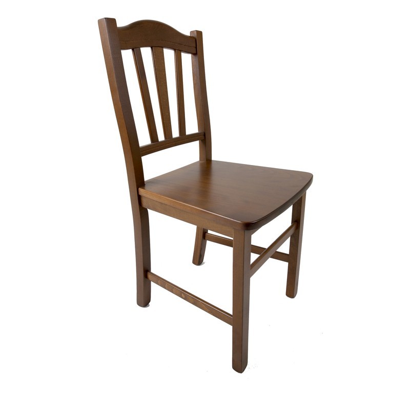 Sedia in legno massello colore noce schienale decorato  46x51xh.95 cm EFFEZ