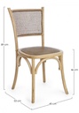 Sedia in legno rivestita in rattan naturale stile vintage