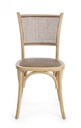 Sedia in legno rivestita in rattan naturale stile vintage