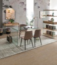 Sedia vintage similpelle beige Warhol cm 59 x 54,5 x 80