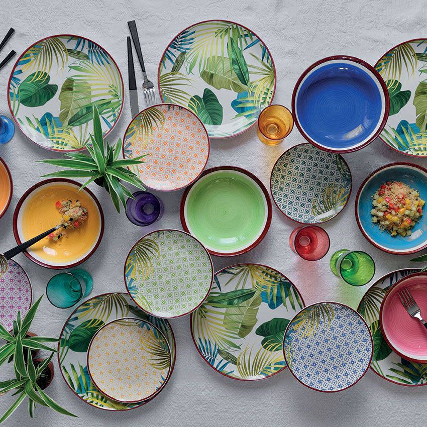 Servizio Piatti 18 Pezzi New Jungle Porcellana Multicolor

