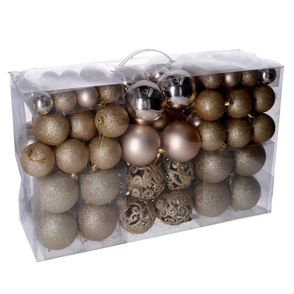 Sfera plastica confezione 100 pezzi champagne cmø4,6,8