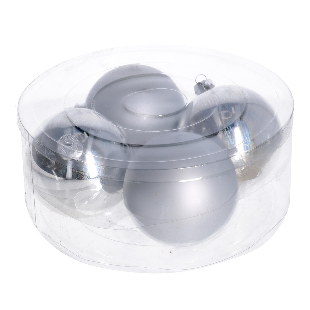 Sfera vetro cmø10 confezione da 4pz argento