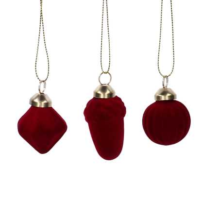Sfera vetro confezione 8pz forme ass. velluto bordeaux cm17x11h4,5