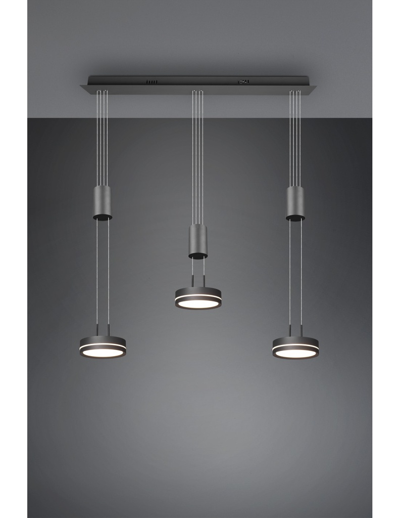 Sospensione Isola Cucina 3 Dischi Led Franklin Antracite Moderno Trio Lighting