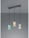 Sospensione Moderna Swirl 3xE27 Nero E Vetri Multicolor L60 cm Trio Lighting
