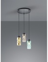 Sospensione Moderna Swirl 3xE27 Nero E Vetri Multicolor Ø38 cm Trio Lighting